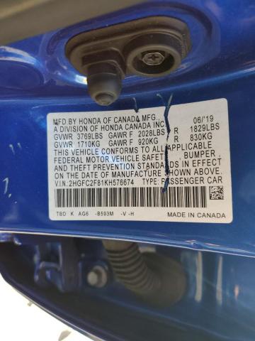2HGFC2F81KH576674 2019 HONDA CIVIC