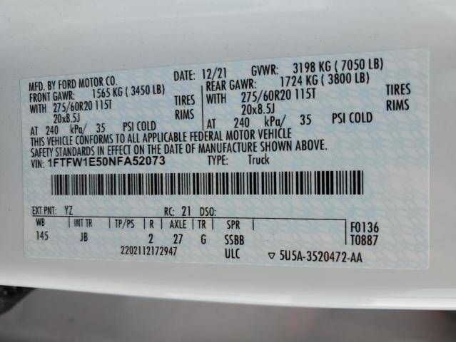2022 FORD F150 SUPER - 1FTFW1E50NFA52073