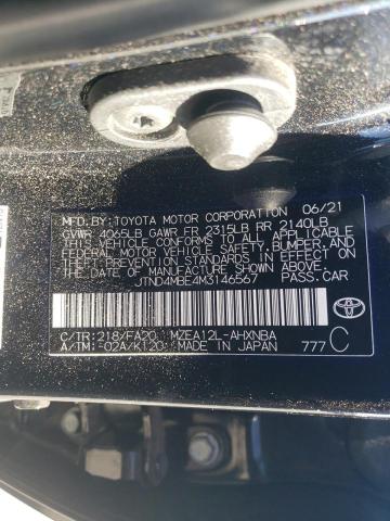 JTND4MBE4M3146567 2021 TOYOTA COROLLA