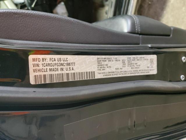 2022 DODGE DURANGO PU 1C4RDJFG3NC198777