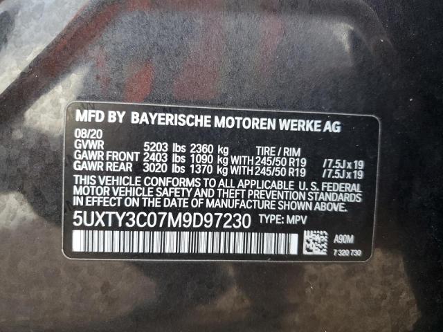 VIN 5UXTY3C07M9D97230 2021 BMW X3 no.14