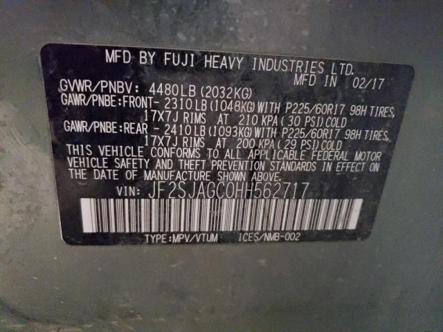 2017 SUBARU FORESTER 2 - JF2SJAGC0HH562717