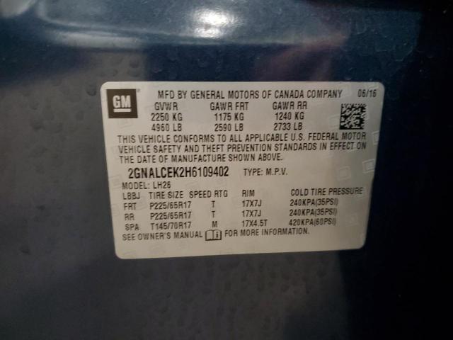 2017 CHEVROLET EQUINOX LT - 2GNALCEK2H6109402