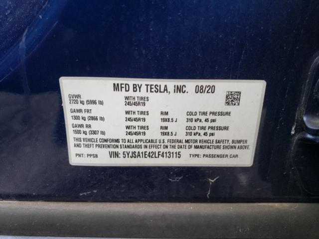 VIN 5YJSA1E42LF413115 2020 TESLA MODEL S no.12