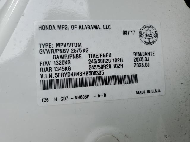 2017 ACURA MDX NAVI 5FRYD4H43HB508335