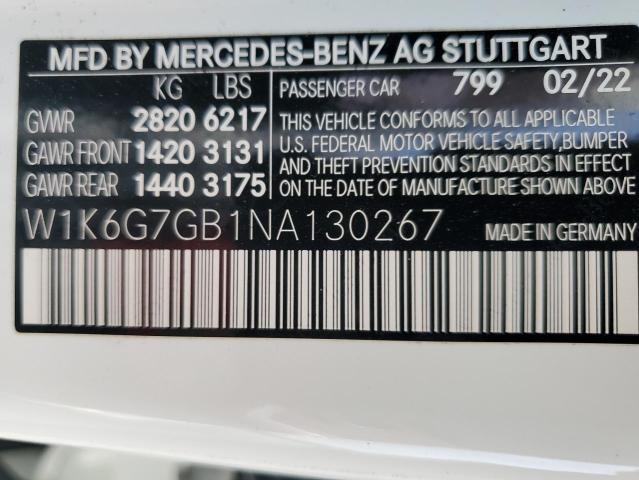 VIN W1K6G7GB1NA130267 2022 MERCEDES-BENZ S-CLASS no.13