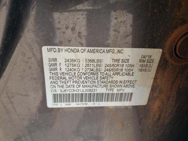 2018 ACURA MDX - 5J8YD3H31JL008231