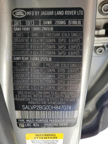 VIN SALVP2BG0DH847074 2013 Land Rover Range Rover,... no.13