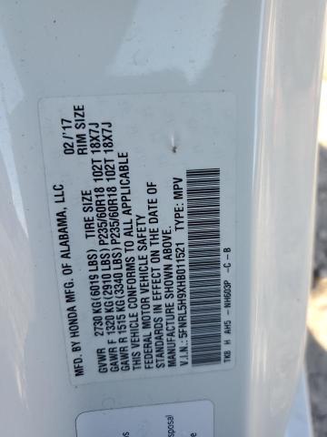 2017 HONDA ODYSSEY TO 5FNRL5H9XHB011521