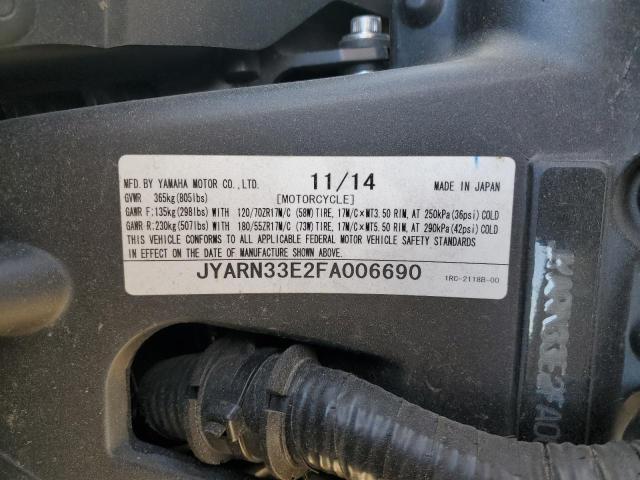 2015 YAMAHA FZ09 JYARN33E2FA006690