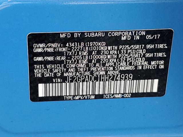 2017 SUBARU CROSSTREK JF2GPADC1HH274939