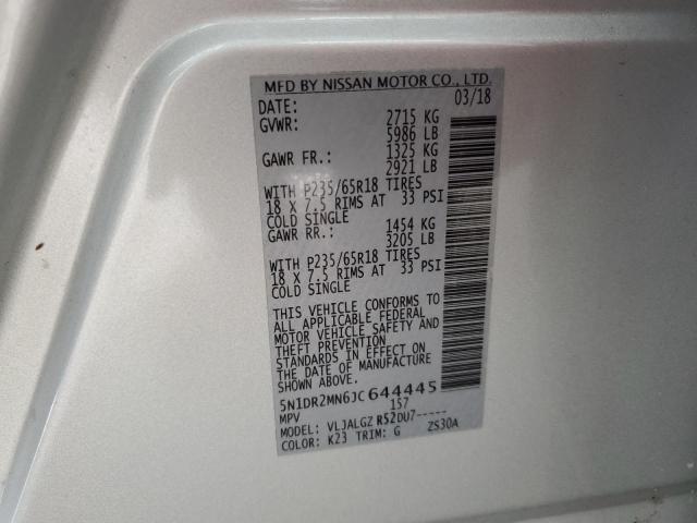 2018 NISSAN PATHFINDER - 5N1DR2MN6JC644445