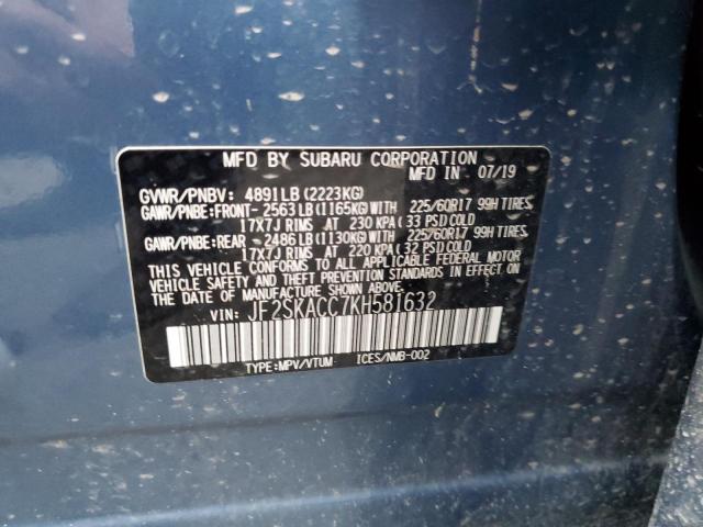 2019 SUBARU FORESTER JF2SKACC7KH581632