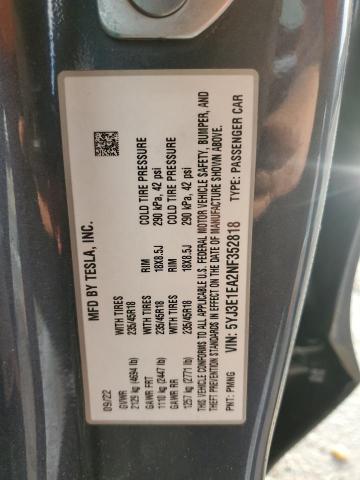 2022 TESLA MODEL 3 - 5YJ3E1EA2NF352818