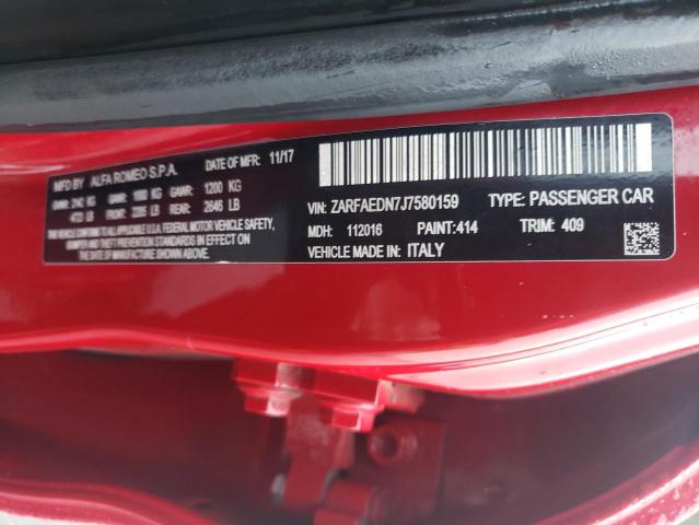 2018 ALFA ROMEO GIULIA Q4 ZARFAEDN7J7580159
