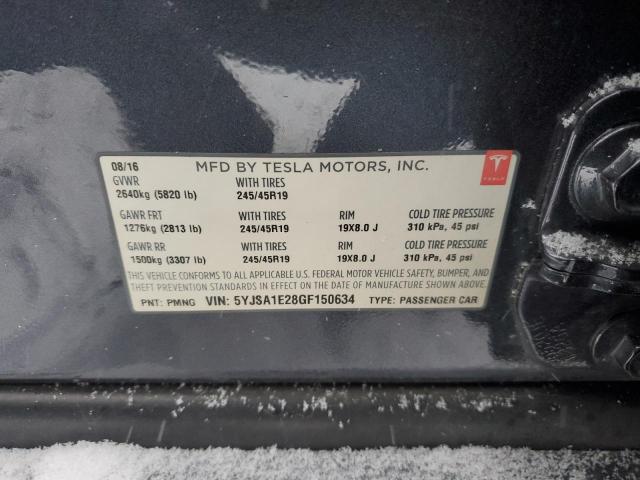 2016 TESLA MODEL S - 5YJSA1E28GF150634