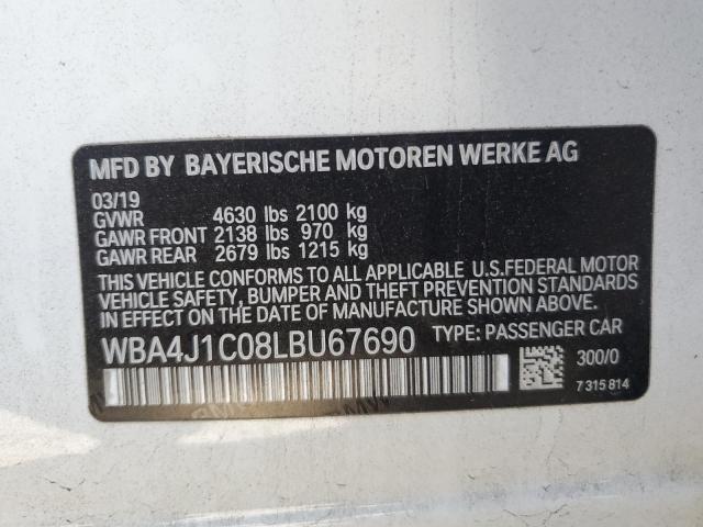 VIN WBA4J1C08LBU67690 2020 BMW 4 SERIES no.12