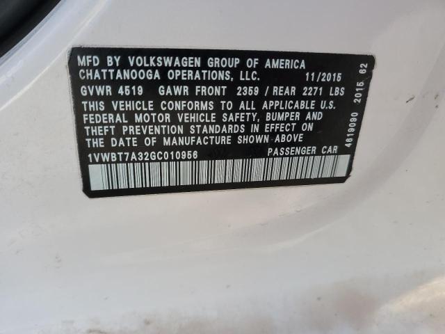 2016 VOLKSWAGEN PASSAT SE - 1VWBT7A32GC010956
