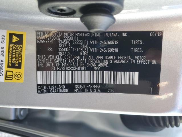 2019 TOYOTA HIGHLANDER - 5TDKZRFHXKS340191