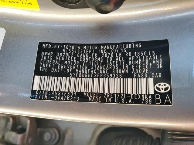 VIN 5YFBURHE3FP359326 2015 Toyota Corolla, L no.12