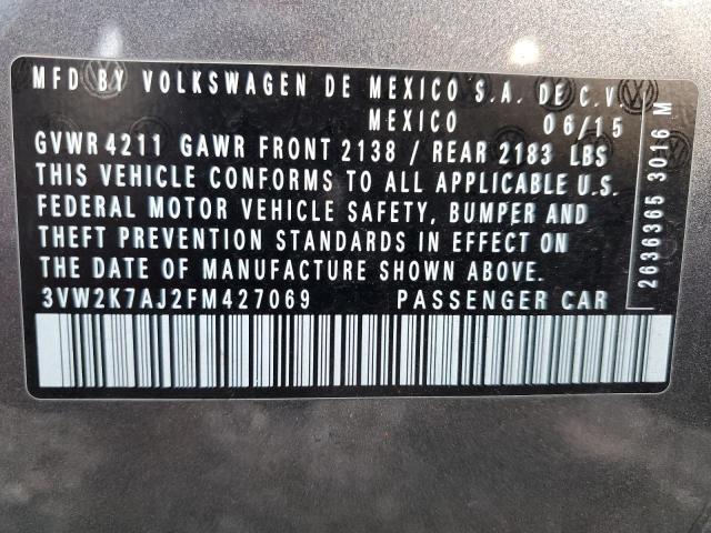 2015 VOLKSWAGEN JETTA BASE - 3VW2K7AJ2FM427069