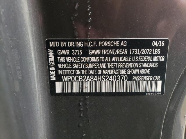 2017 PORSCHE BOXSTER S WP0CB2A84HS240370