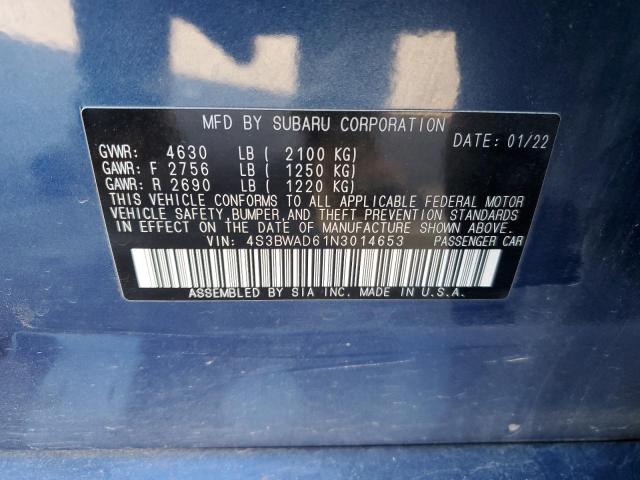 2022 SUBARU LEGACY PRE - 4S3BWAD61N3014653