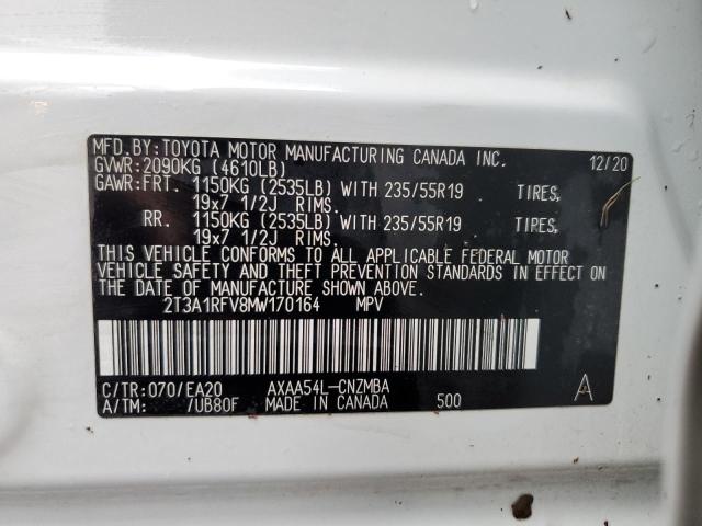 VIN 2T3A1RFV8MW170164 2021 TOYOTA RAV4 no.13