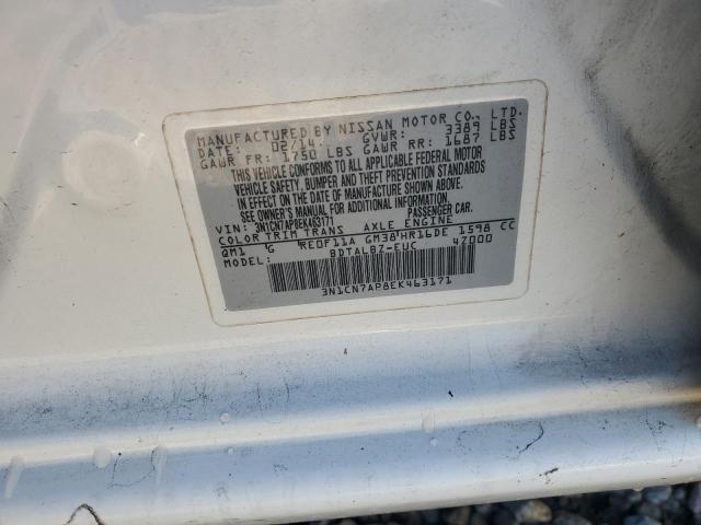 VIN 3N1CN7AP8EK463171 2014 NISSAN VERSA no.12