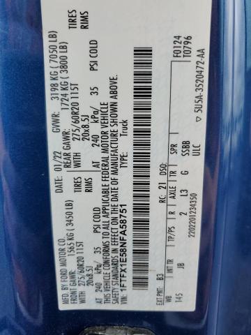 2022 FORD F150 SUPER - 1FTFX1E58NFA58751