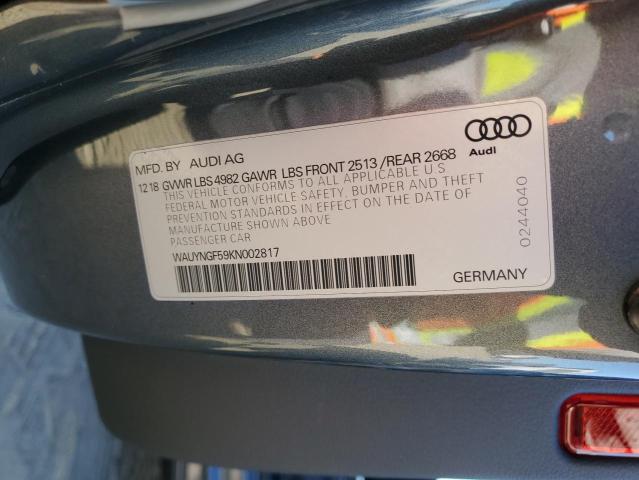 VIN WAUYNGF59KN002817 2019 AUDI A5 no.12