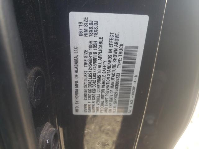 2019 HONDA RIDGELINE - 5FPYK2F54KB007833