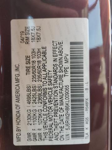2019 HONDA CR-V EXL - 5J6RW2H86KL009065