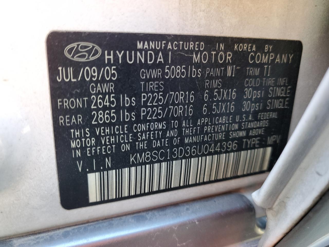 Lot #2972413454 2006 HYUNDAI SANTA FE G