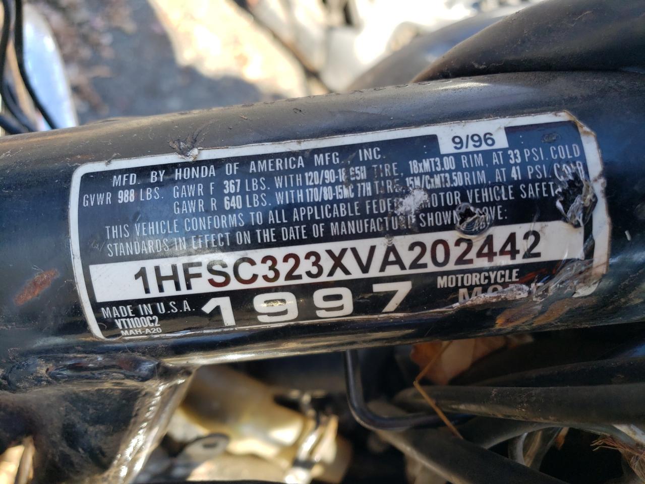 Lot #3055100985 1997 HONDA VT1100 C2A