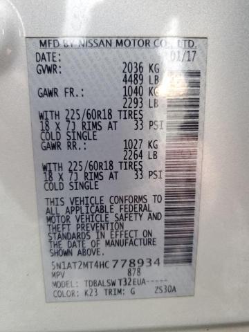 2017 NISSAN ROGUE S - 5N1AT2MT4HC778934