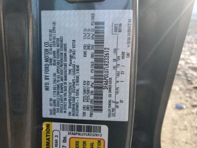 2020 FORD FUSION SE - 3FA6P0LU7LR232612
