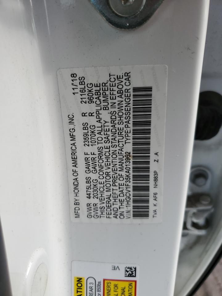 Lot #3034260064 2019 HONDA ACCORD SPO