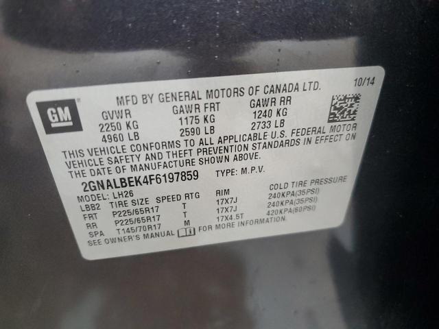2015 CHEVROLET EQUINOX LT - 2GNALBEK4F6197859