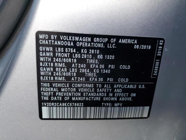 VIN 1V2DR2CA9KC579822 2019 VOLKSWAGEN ATLAS no.13