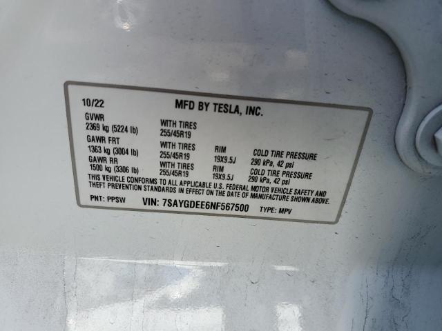 2022 TESLA MODEL Y - 7SAYGDEE6NF567500