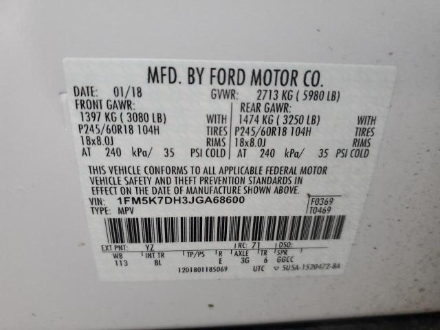 2018 FORD EXPLORER X - 1FM5K7DH3JGA68600