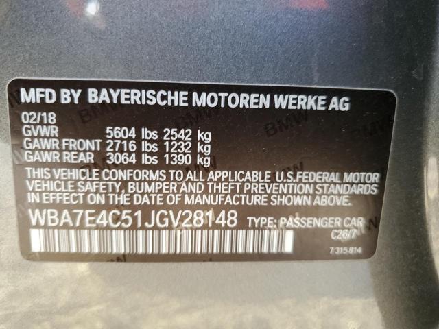 2018 BMW 740 XI WBA7E4C51JGV28148
