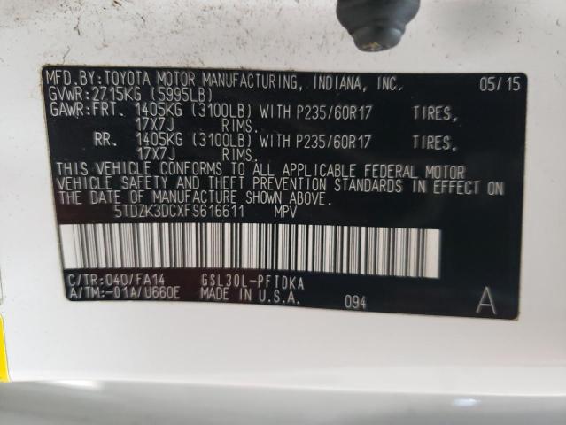 2015 TOYOTA SIENNA - 5TDZK3DCXFS616611