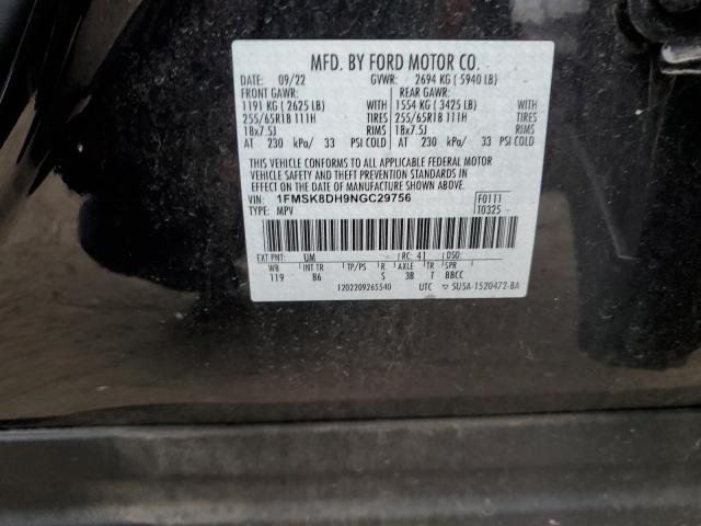 2022 FORD EXPLORER X - 1FMSK8DH9NGC29756