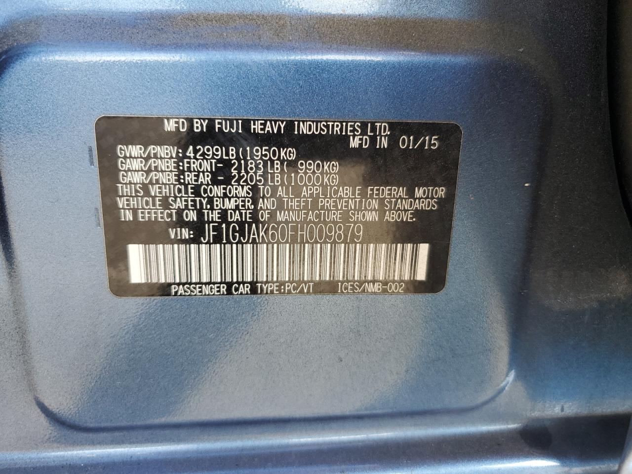 Lot #3022758468 2015 SUBARU IMPREZA PR