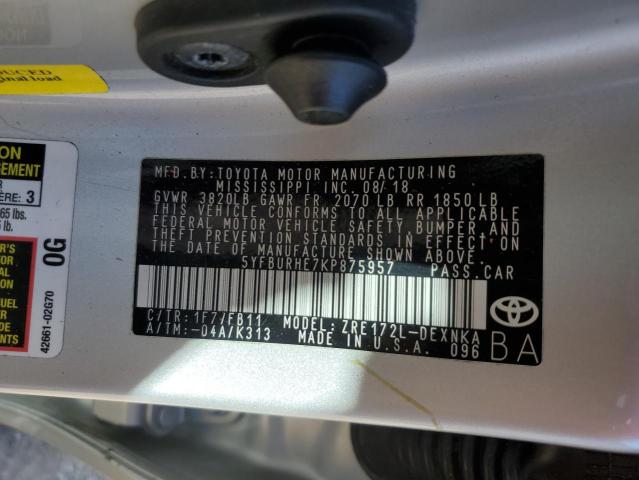 2019 TOYOTA COROLLA L 5YFBURHE7KP875957