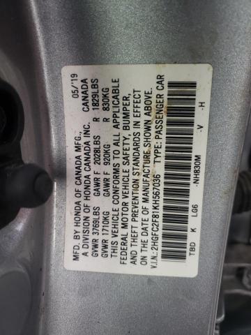 2HGFC2F81KH567036 2019 HONDA CIVIC