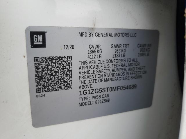 2021 CHEVROLET MALIBU RS - 1G1ZG5ST0MF054689