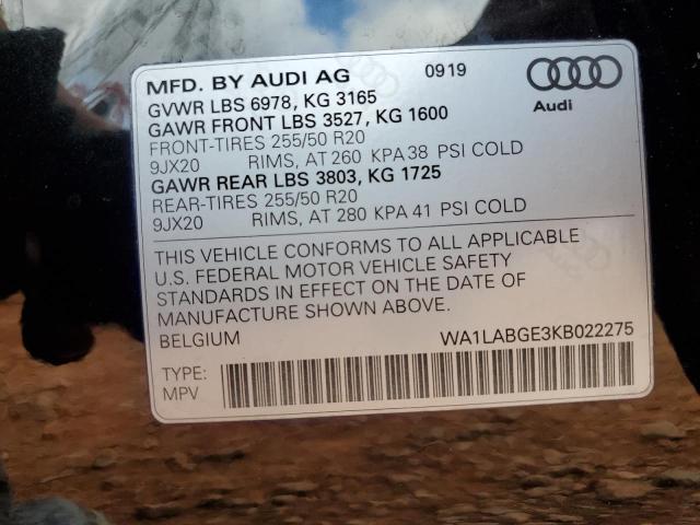 2019 AUDI E-TRON PRE - WA1LABGE3KB022275